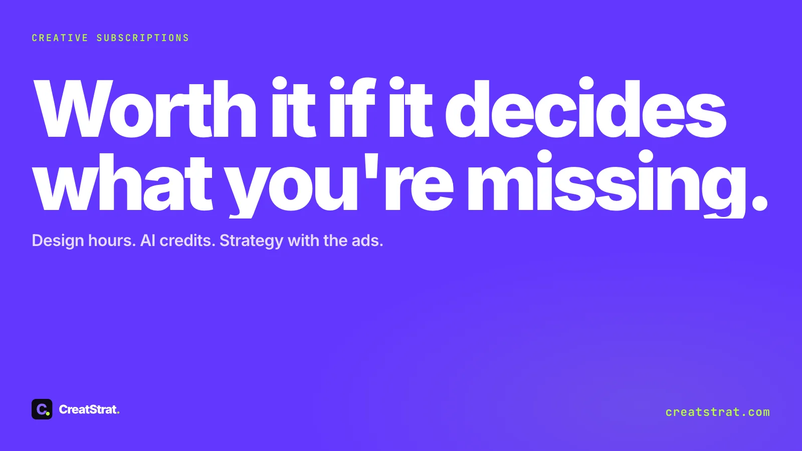Worth it if it decides what you're missing. Type-only violet cover naming three subscription kinds. No ads or people.
